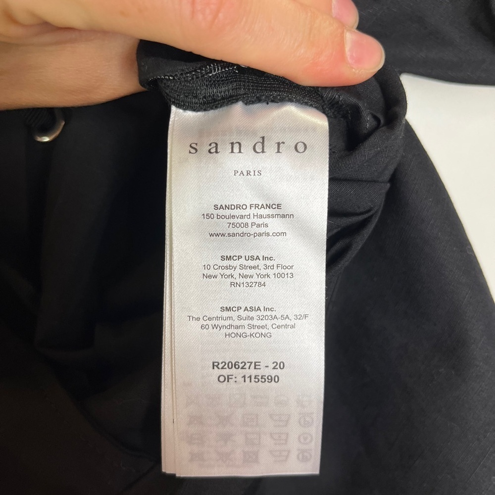 NWT Sandro Clara Lace-Up Black Mini Dress Linen FR 40 US 8 Gothic Academia LBD - Picture 5 of 14